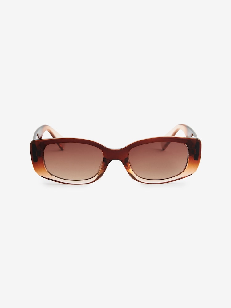 Brown Slim Rectangle Sunglasses - Image 4 of 6