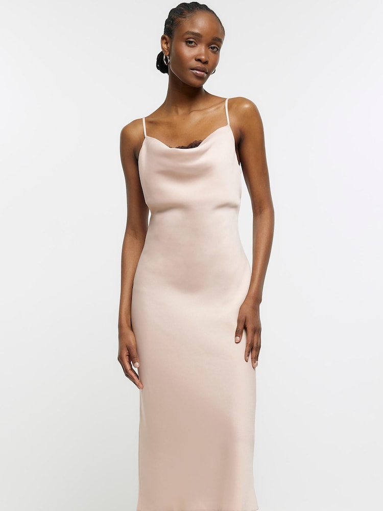 Buy River Island Pink Lace Cowl Neck Slip Dress from Next Croatia