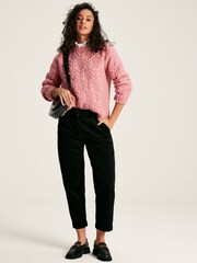 Joules Pippa Pink Cable Knit Jumper - Image 3 of 6