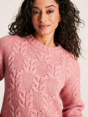 Joules Pippa Pink Cable Knit Jumper - Image 5 of 6