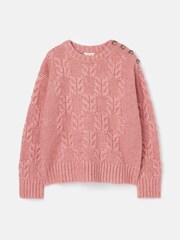 Joules Pippa Pink Cable Knit Jumper - Image 6 of 6