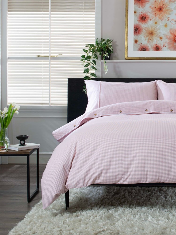 The Lyndon Company Rose Gingham Duvet Cover and Pillowcase Set - Image 1 of 5 The Lyndon Company Rose Gingham Duvet Cover and Pillowcase Set - Image 1 of 5