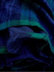 JoJo Maman Bébé Navy Blue Tartan Velvet Collar Christmas Smocked Dress - Image 4 of 5