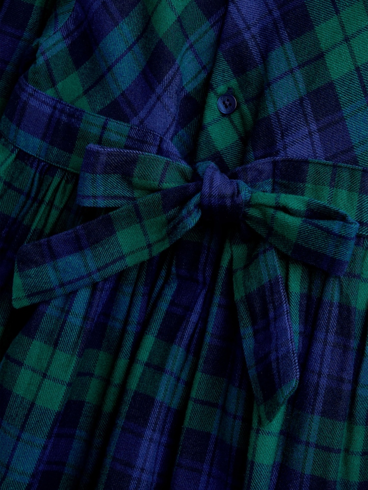 JoJo Maman Bébé Navy Blue Tartan Velvet Collar Christmas Smocked Dress - Image 5 of 5 JoJo Maman Bébé Navy Blue Tartan Velvet Collar Christmas Smocked Dress - Image 5 of 5