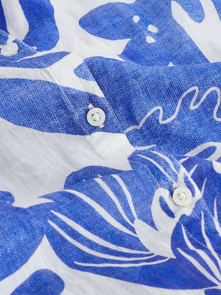 Blue Leaf 100% Cotton Beach Shirt Cover-Up - Image 8 of 8