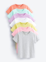 Multi Pastel Plains T-Shirts 7 Pack (3-16yrs) - Image 1 of 11