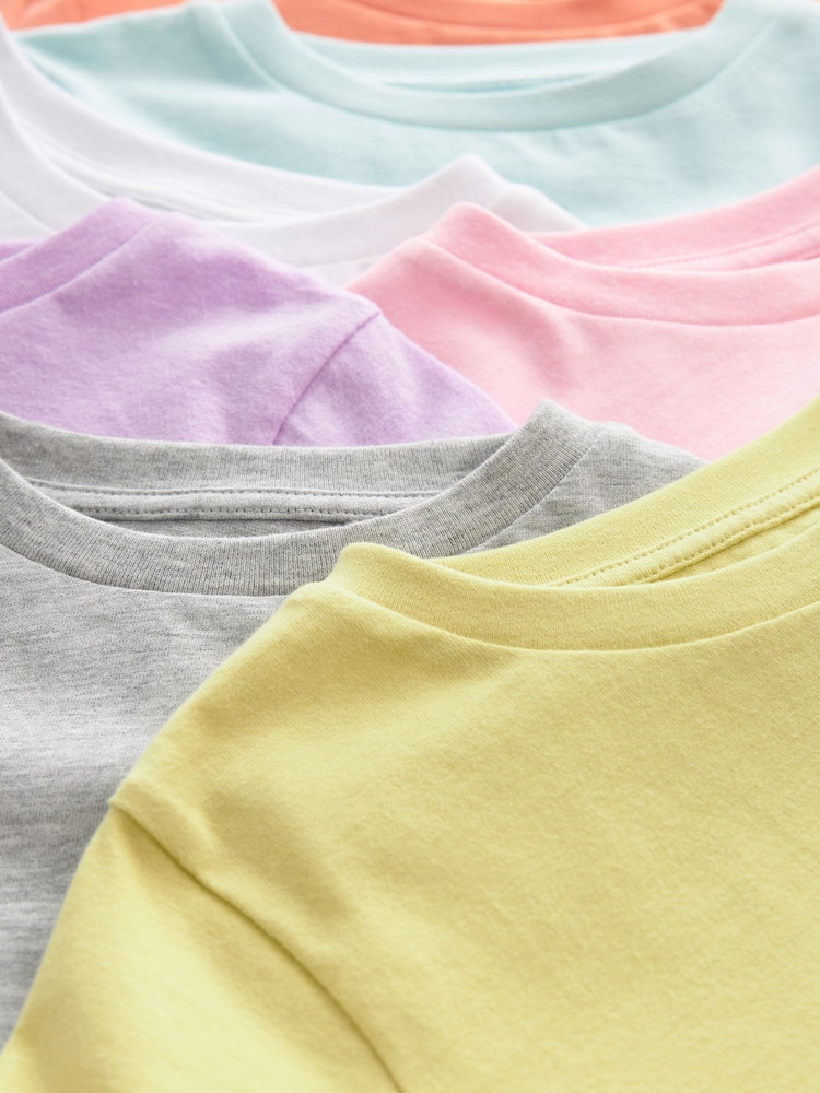 Multi Pastel Plains T-Shirts 7 Pack (3-16yrs) - Image 11 of 11
