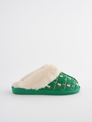 Green Terry Toucan Suede Mule Slippers - Image 4 of 7