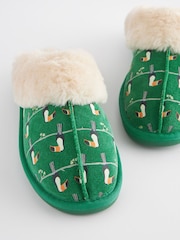 Green Terry Toucan Suede Mule Slippers - Image 7 of 7