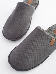 Grey Textured Mule Slippers - Image 8 of 8