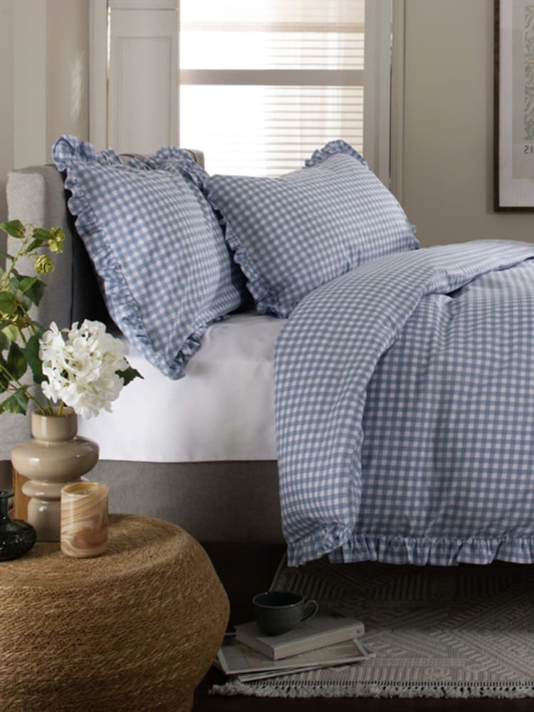 The Lyndon Company Blue Gingham Duvet Cover and Pillowcase Set - Image 2 of 4 The Lyndon Company Blue Gingham Duvet Cover and Pillowcase Set - Image 2 of 4