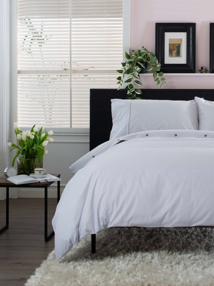 The Lyndon Company Grey Gingham Duvet Cover and Pillowcase Set - Image 1 of 5 The Lyndon Company Grey Gingham Duvet Cover and Pillowcase Set - Image 1 of 5
