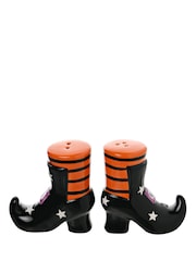 The Seasonal Gift Co Black Orange White Hocus Pocus Ceramic Boots Salt & Pepper Shakers - Image 2 of 2