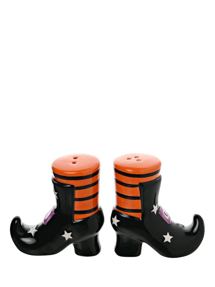 The Seasonal Gift Co Black Orange White Hocus Pocus Ceramic Boots Salt & Pepper Shakers - Image 2 of 2 The Seasonal Gift Co Black Orange White Hocus Pocus Ceramic Boots Salt & Pepper Shakers - Image 2 of 2