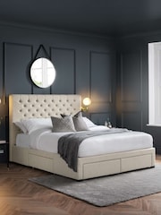 Julian Bowen Oatmeal Wilton 4 Drawer Linen Upholstered Bed - Image 1 of 12