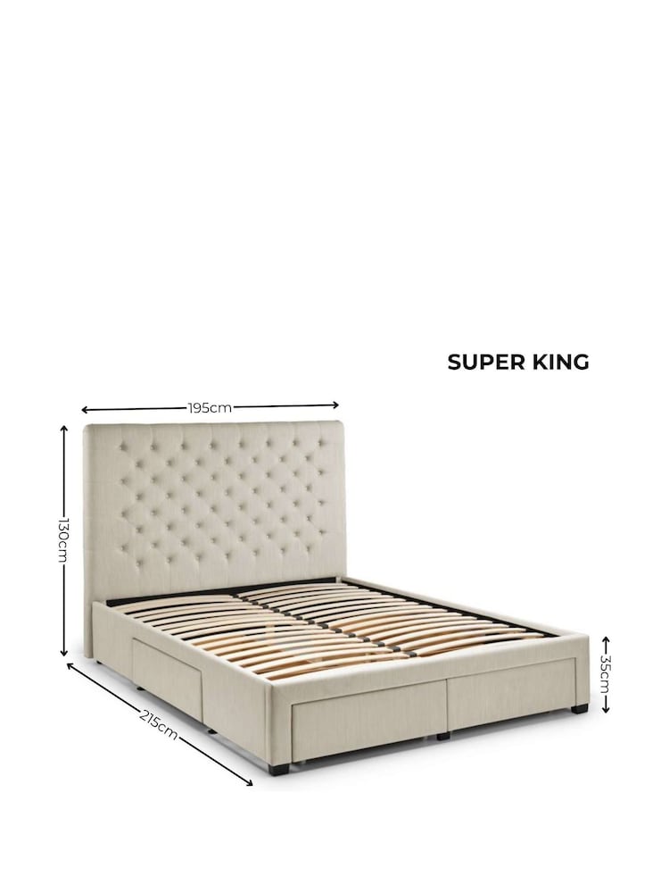 Julian Bowen Oatmeal Wilton 4 Drawer Linen Upholstered Bed - Image 12 of 12 Julian Bowen Oatmeal Wilton 4 Drawer Linen Upholstered Bed - Image 12 of 12