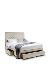 Julian Bowen Oatmeal Wilton 4 Drawer Linen Upholstered Bed - Image 3 of 12