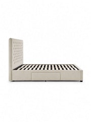 Julian Bowen Oatmeal Wilton 4 Drawer Linen Upholstered Bed - Image 6 of 12