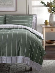 The Lyndon Company Sage Pin Stripe Duvet Cover and Pillowcase Set - Image 2 of 5