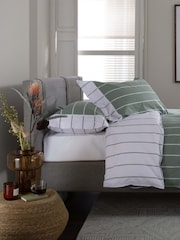 The Lyndon Company Sage Pin Stripe Duvet Cover and Pillowcase Set - Image 3 of 5