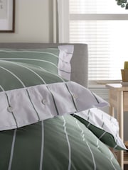 The Lyndon Company Sage Pin Stripe Duvet Cover and Pillowcase Set - Image 5 of 5