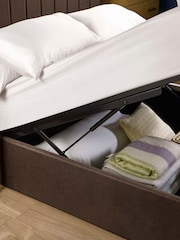 Julian Bowen Chocolate Brown Aylen Upholstered Ottoman Storage Bed Frame - Image 6 of 12