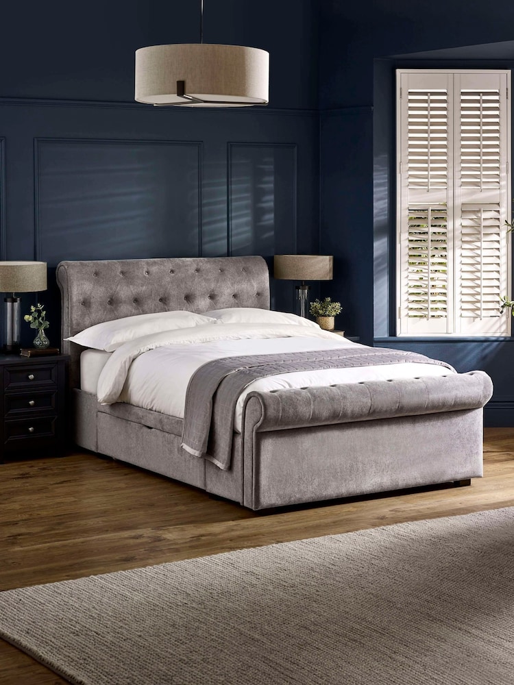 Julian Bowen Grey Ravello 2 Drawer Chenille Upholstered Bed - Image 1 of 14 Julian Bowen Grey Ravello 2 Drawer Chenille Upholstered Bed - Image 1 of 14