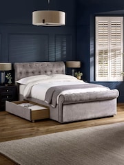 Julian Bowen Grey Ravello 2 Drawer Chenille Upholstered Bed - Image 2 of 14