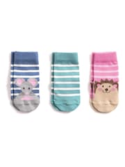 JoJo Maman Bébé Multi Woodland Socks Three Pack - Image 1 of 1