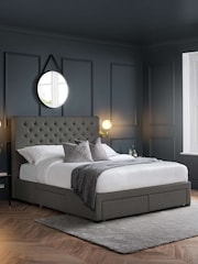 Julian Bowen Dark Grey Wilton 4 Drawer Linen Upholstered Bed - Image 1 of 12
