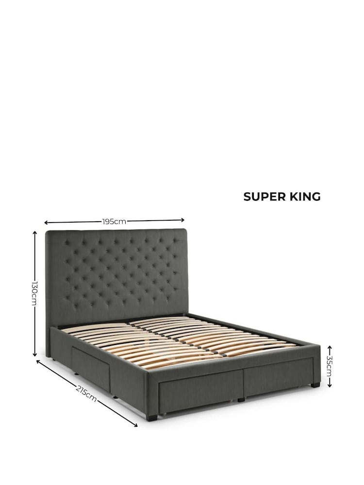 Julian Bowen Dark Grey Wilton 4 Drawer Linen Upholstered Bed - Image 12 of 12 Julian Bowen Dark Grey Wilton 4 Drawer Linen Upholstered Bed - Image 12 of 12
