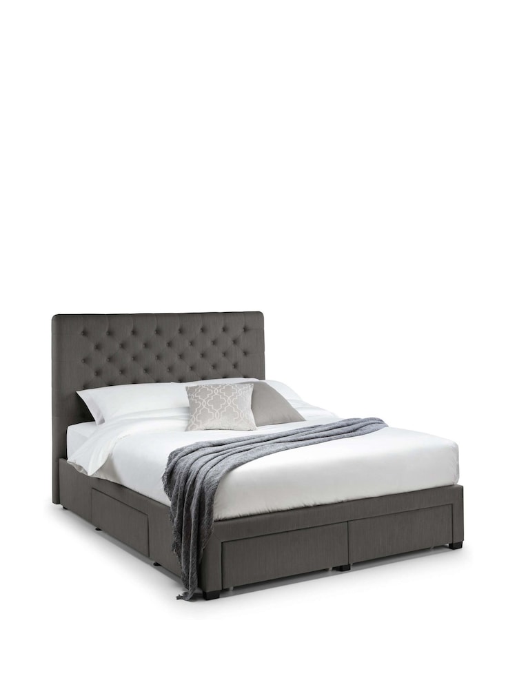 Julian Bowen Dark Grey Wilton 4 Drawer Linen Upholstered Bed - Image 2 of 12 Julian Bowen Dark Grey Wilton 4 Drawer Linen Upholstered Bed - Image 2 of 12