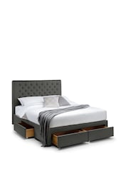 Julian Bowen Dark Grey Wilton 4 Drawer Linen Upholstered Bed - Image 3 of 12