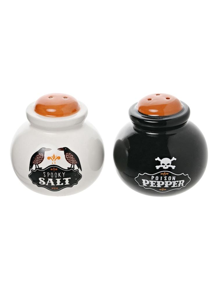 The Seasonal Gift Co Black Orange White Hocus Pocus Spell Cauldron Salt & Pepper Shakers - Image 1 of 1 The Seasonal Gift Co Black Orange White Hocus Pocus Spell Cauldron Salt & Pepper Shakers - Image 1 of 1