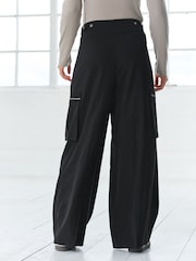 Black Utility Wide Leg Trousers - Image 2 of 6