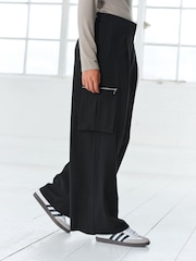 Black Utility Wide Leg Trousers - Image 3 of 6