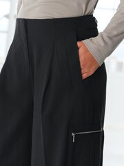Black Utility Wide Leg Trousers - Image 4 of 6