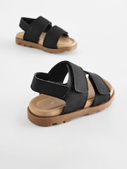 Schwarz - Sandalen mit Kork-Fussbett und zwei Riemen mit Klettverschluss - Bild 3 von 6
