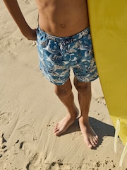 Navy Blue Koi Carp Printed Swim Shorts (3-16yrs) - Image 2 of 7