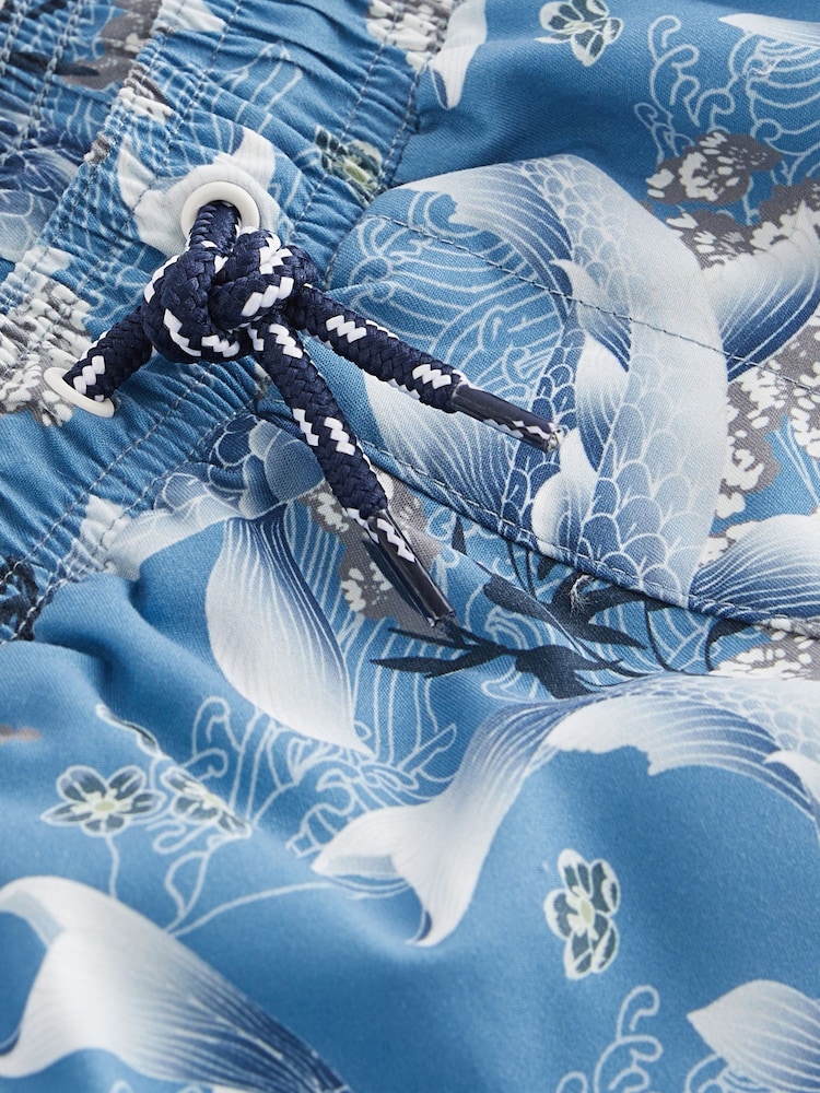 Navy Blue Koi Carp Printed Swim Shorts (3-16yrs) - Image 7 of 7