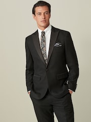 Black Tailored Wool Donegal Tuxedo Suit Jacket - Image 1 of 11
