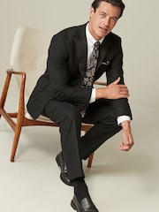 Black Tailored Wool Donegal Tuxedo Suit Jacket - Image 2 of 11