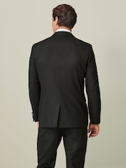Black Tailored Wool Donegal Tuxedo Suit Jacket - Image 3 of 11