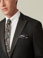 Black Tailored Wool Donegal Tuxedo Suit Jacket - Image 5 of 11