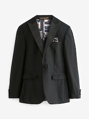Black Tailored Wool Donegal Tuxedo Suit Jacket - Image 6 of 11