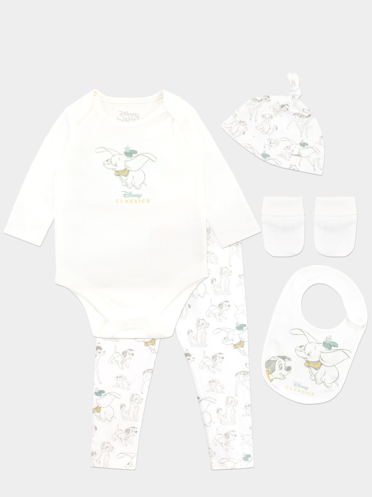 Character Green Baby Dumbo Sleepsuit Bodysuit Hat And Bib 4 Piece Set - Image 1 of 5 Character Green Baby Dumbo Sleepsuit Bodysuit Hat And Bib 4 Piece Set - Image 1 of 5