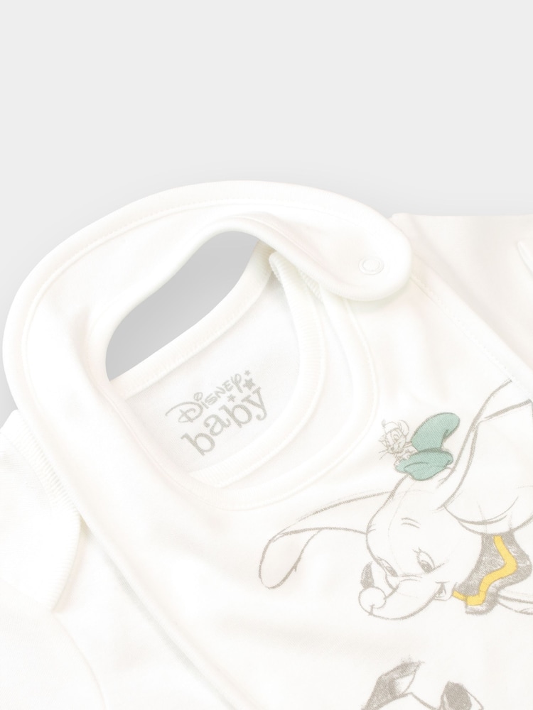 Character Green Baby Dumbo Sleepsuit Bodysuit Hat And Bib 4 Piece Set - Image 5 of 5 Character Green Baby Dumbo Sleepsuit Bodysuit Hat And Bib 4 Piece Set - Image 5 of 5