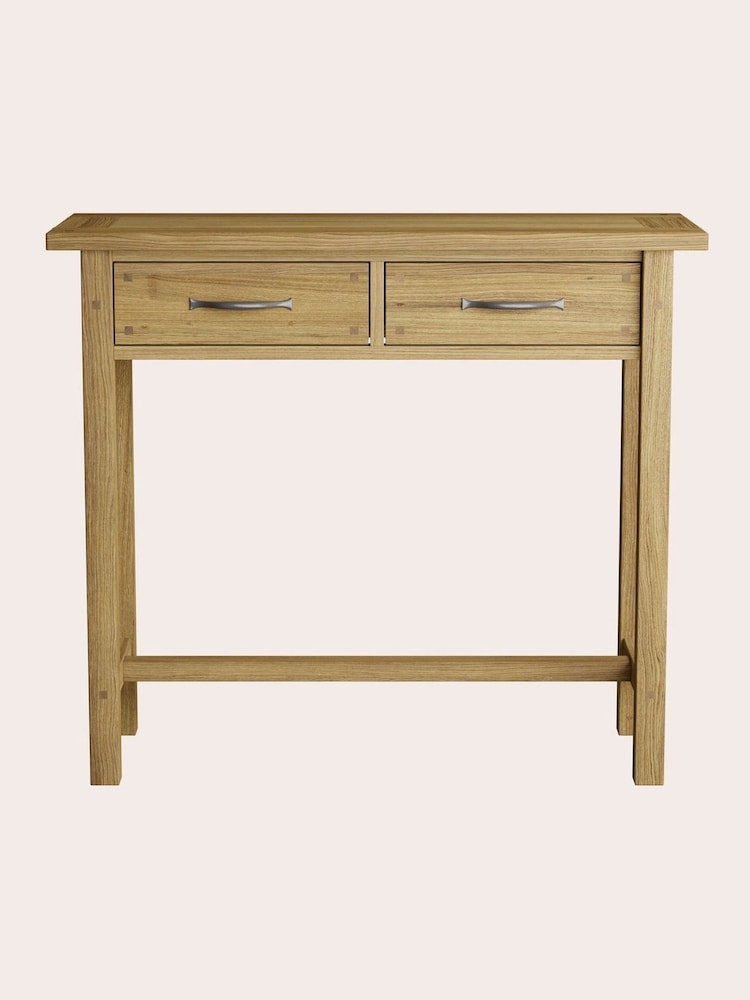 Laura Ashley Oak Milton 2 Drawer Console Table - Image 2 of 5
