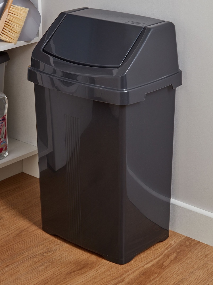 Wham Black Casa 50L Plastic Swing Bin - Image 1 of 2