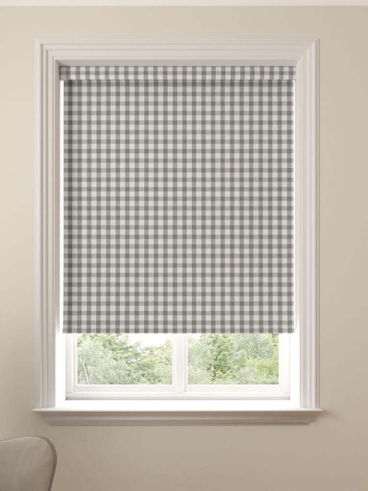 Granite Grey Gingham Made To Measure Roller Blind - Image 1 of 4